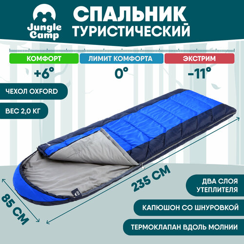 Спальный мешок Jungle Camp Lugano Comfort, левая молния, цвет: синий jungle camp спальный мешок avola comfort xl широкий левая молния цвет синий 70937