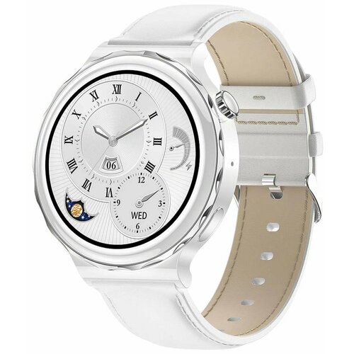 Смарт часы женские круглые, Smart Watch A3 mini, умные часы с измерением давления, серебро