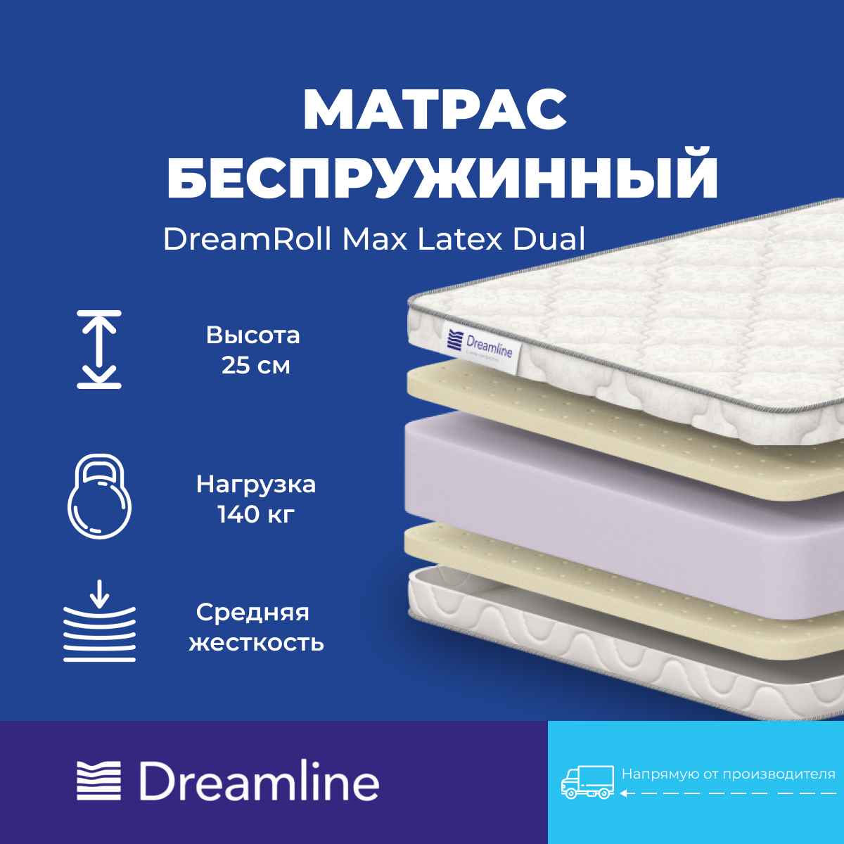 Матрас Dreamline DreamRoll Max Latex Dual (80 х 200 см)
