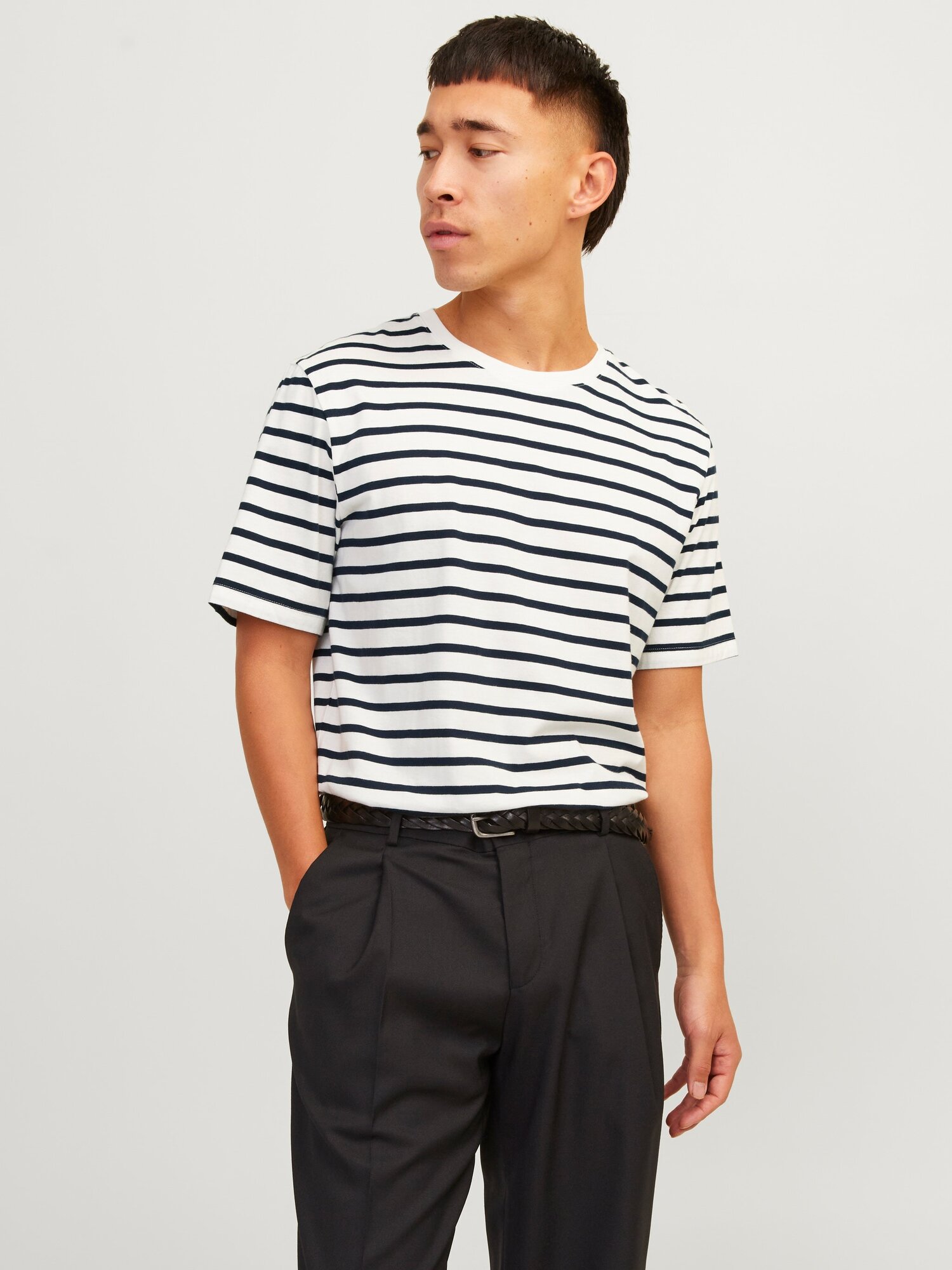 Футболка Jack & Jones PLAIN CREW NECK, размер M, белый/синий
