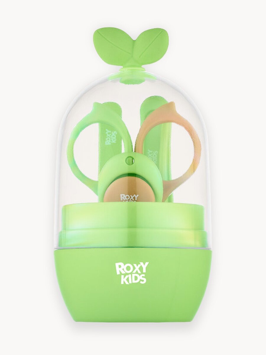 Маникюрный набор для детей "Листик", 5 предметов в футляре, цвет зеленый