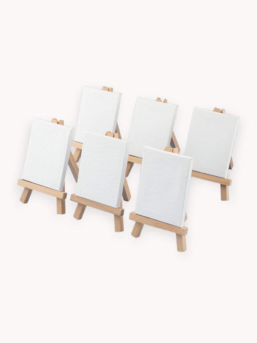 Мини-мольберт Малевичъ с холстом 6х8 см для творчества и рисования, 6 шт.