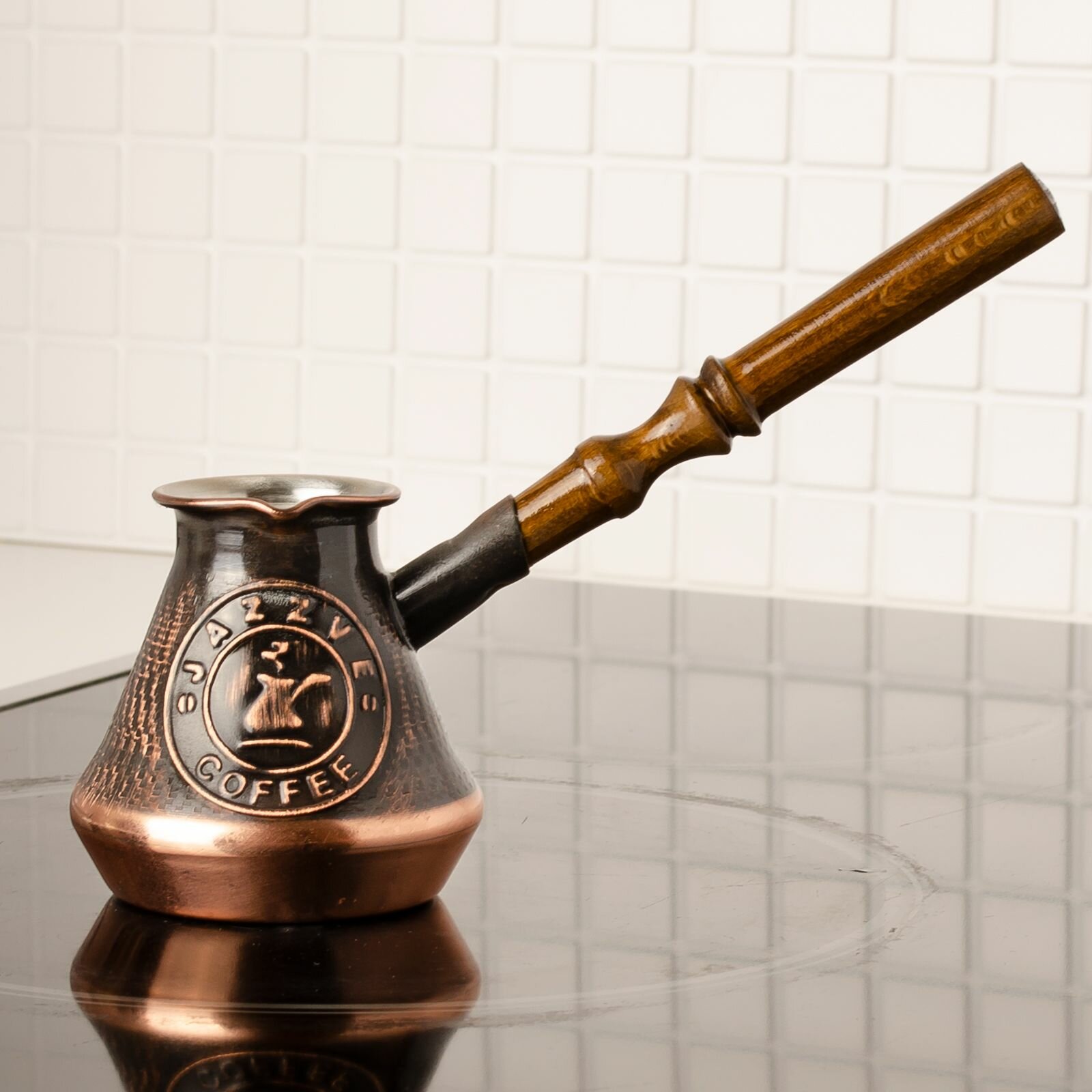 Турка для кофе медная 100 мл (с эмблемой). Армянская джезва  кофеварка  подарок