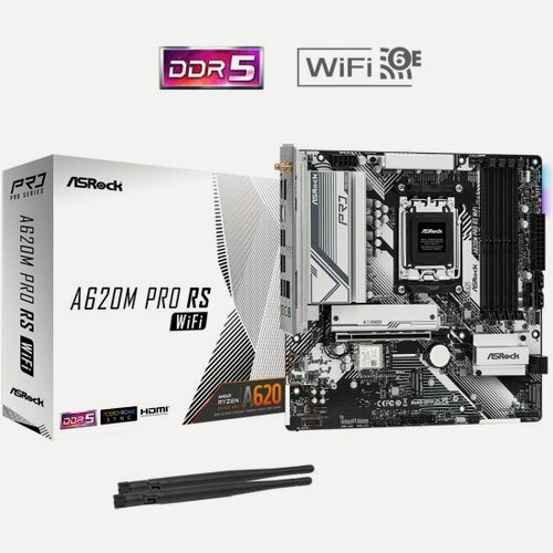 Изображение товара Материнская плата Asrock A620M PRO RS WIFI (AM5, mATX)