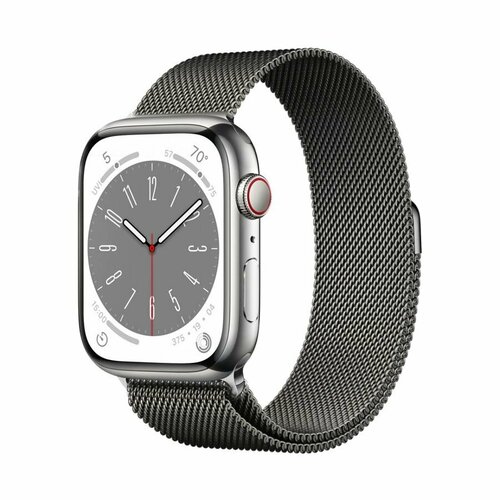 Умные часы Apple Watch Series 8 GPS+LTE 45mm Silver Stainless Steel Case with Graphite Milanese Loop