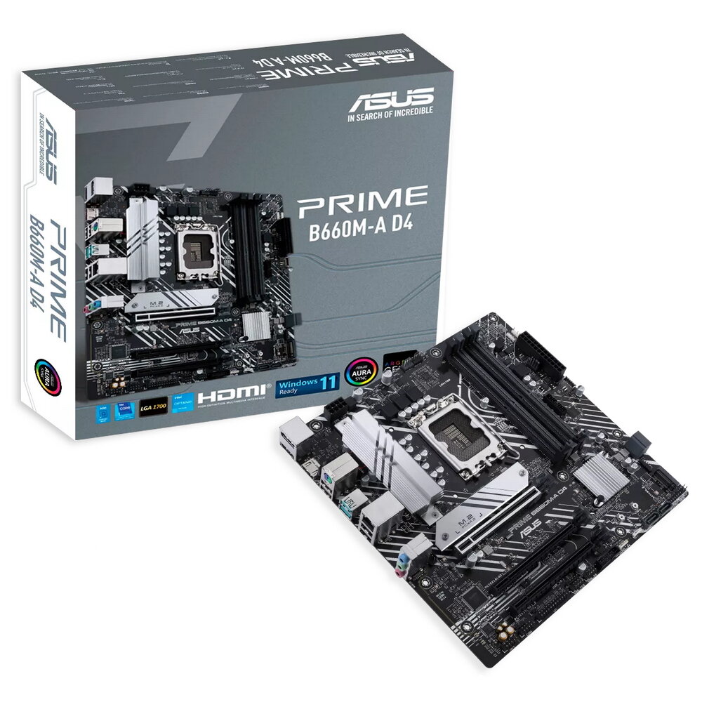 Материнская плата PRIME B660M-A D4 LGA1700 micro-ATX 4xDDR4 2xPCIEx16 2xPCIEx1 3xM.2 HDMI DP GLAN,