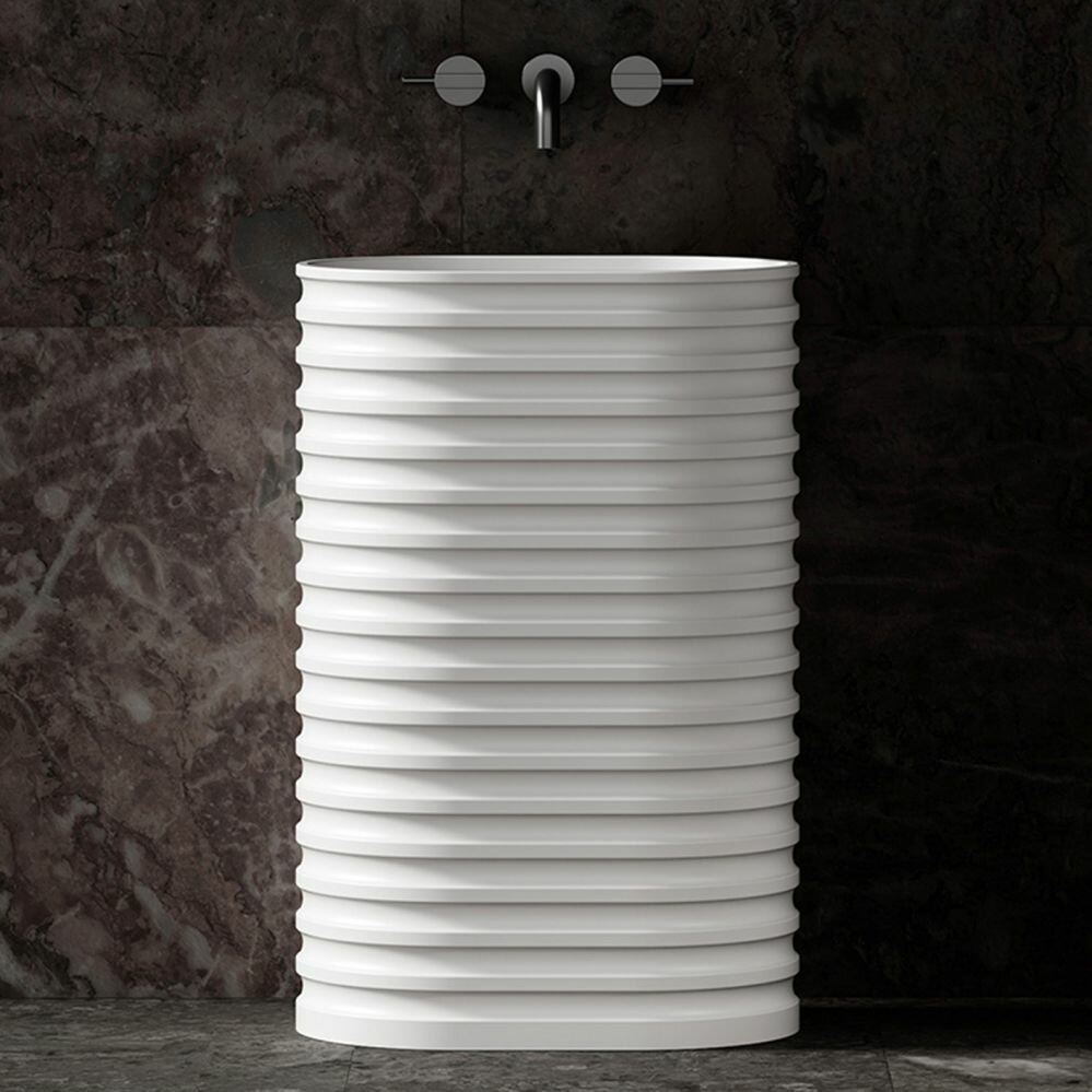 Раковина отдельностоящая Abber (Аббер) Stein белая матовая 580х380х870 мм AS2550-H
