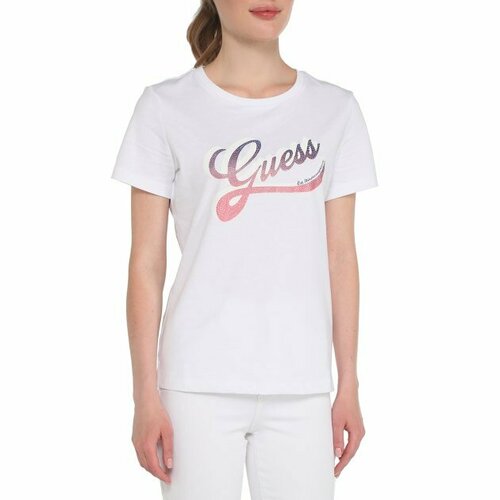 Футболка GUESS, размер S, белый детская футболка для мальчика ccm logo tee jr 140