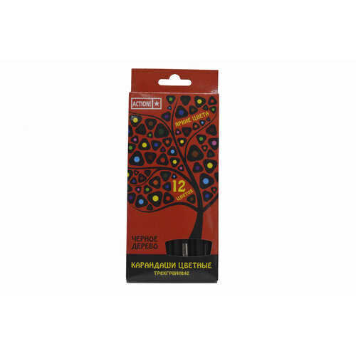 Карандаши цветные Черное Дерево, 12 цветов, трехгранные карандаши набор 12 цветов сибирский кедр eco шестигранные в картонной коробке с европодвесом ok 6 9мм