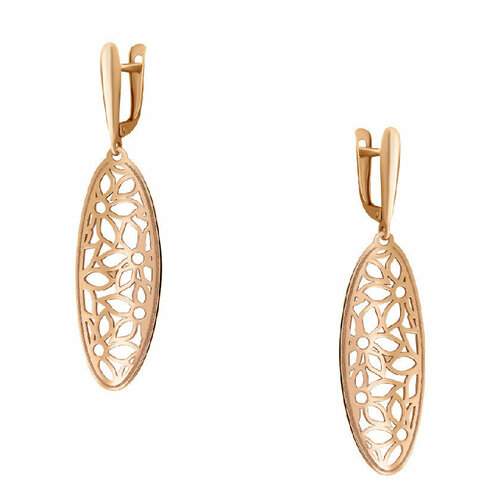 Серьги АЛЬФА-КАРАТ, серебро, 925 проба, золочение, золотой