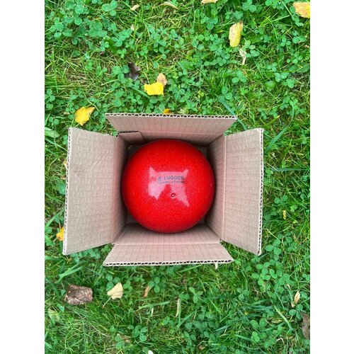 Мяч для художественной гимнастики Lugger 15 см, красный с блестками накачанный.