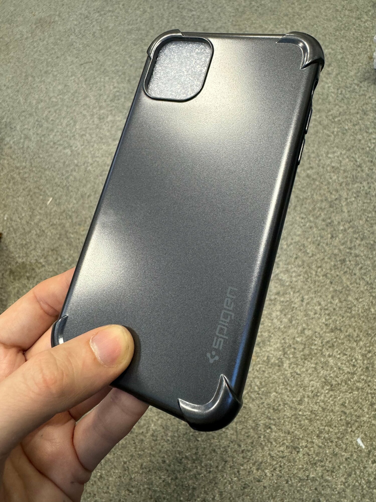 Чехол панель накладка бампер MyPads SPIGEN для iPhone 11 (простой, обычный) тонкая силиконовая крышка темно-серая