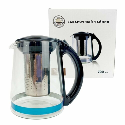 Заварочный чайник белый 700 мл с ситечком размер 139х106х81 см в подарочной упаковке стекло ND Home 309860 459₽