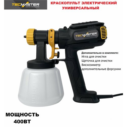 Краскопульт электрический TECMASTER 600-1 с комплектом аксессуаров краскопульт redverg ps400 электрический 400вт 650 мл мин 0 8 л