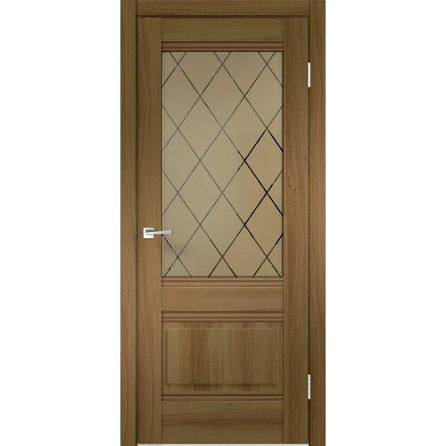 Дверь межкомнатная VellDoris ALTO 2V, орех золотой, 800x2000, LR, стекло ромб бронза, без врезки замка и петель