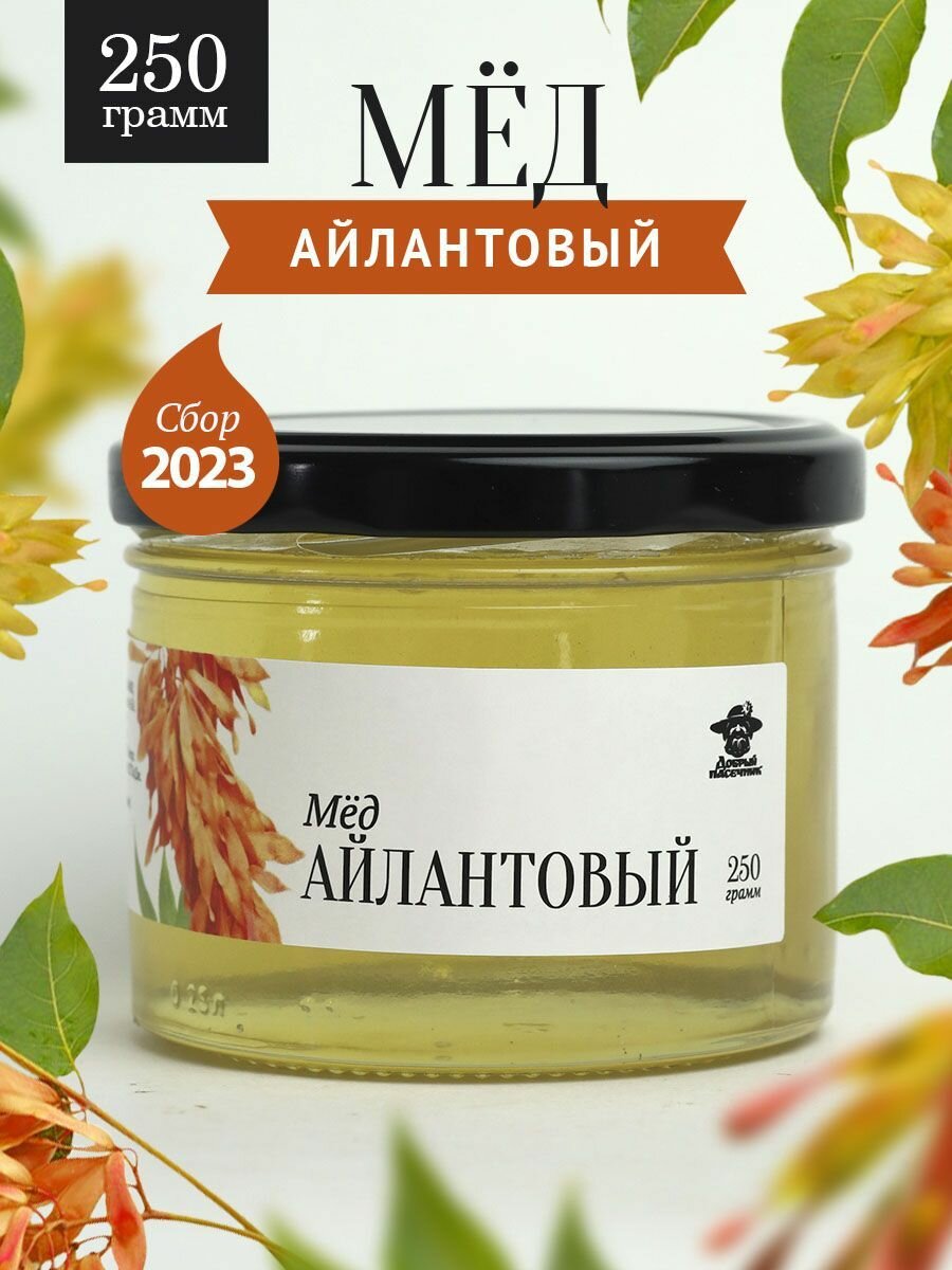Айлантовый мед жидкий 250 г в стеклянной банке, вкусный подарок - фотография № 1