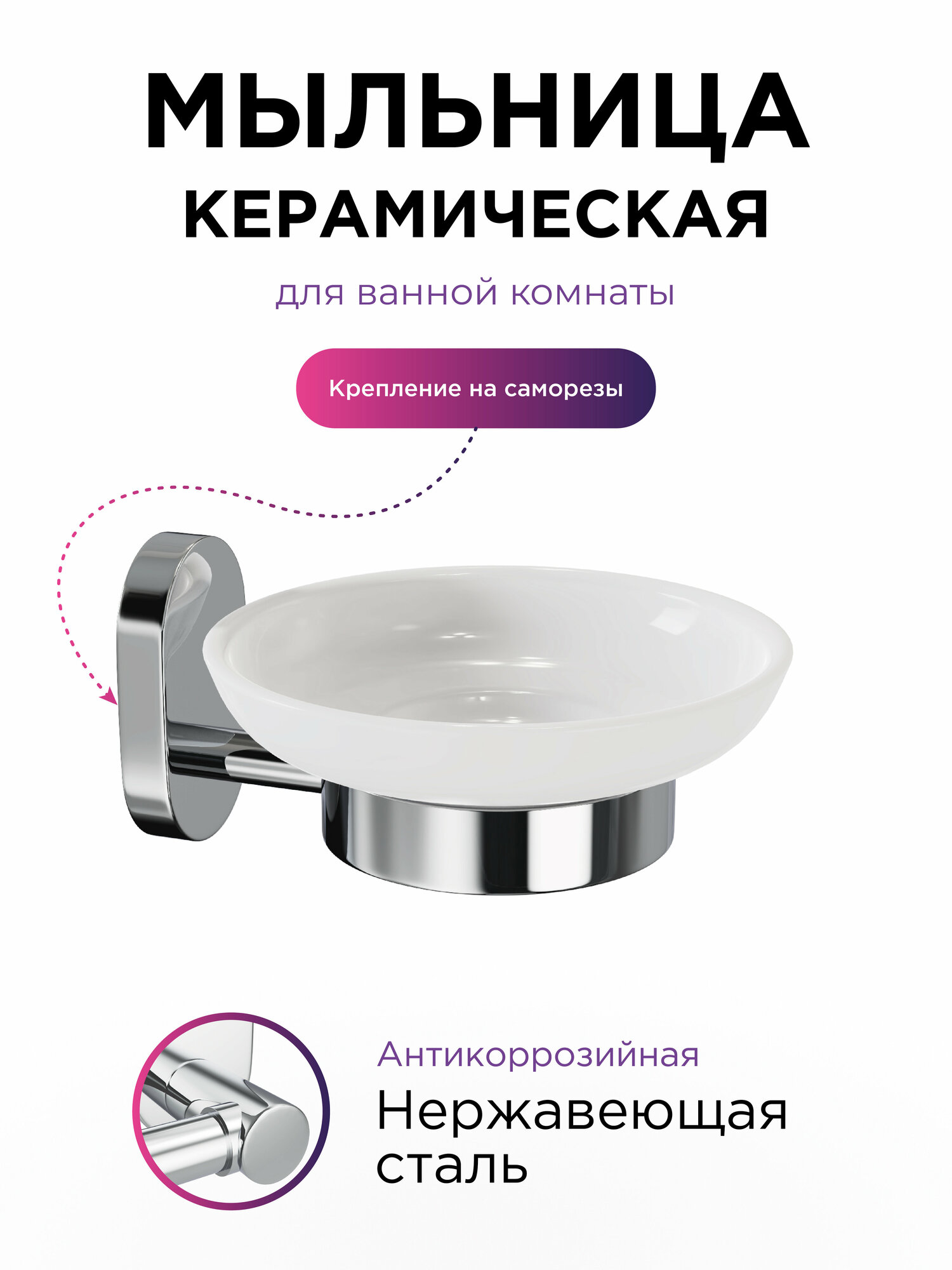 Мыльница Fora Brass настенная нержавеющая сталь белая/серебристая