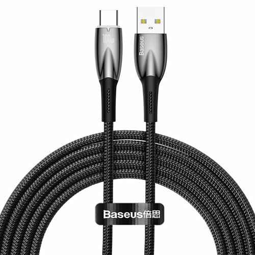 фото Кабель для быстрой зарядки baseus glimmer series usb на type-c 100 вт, 2 м, черный