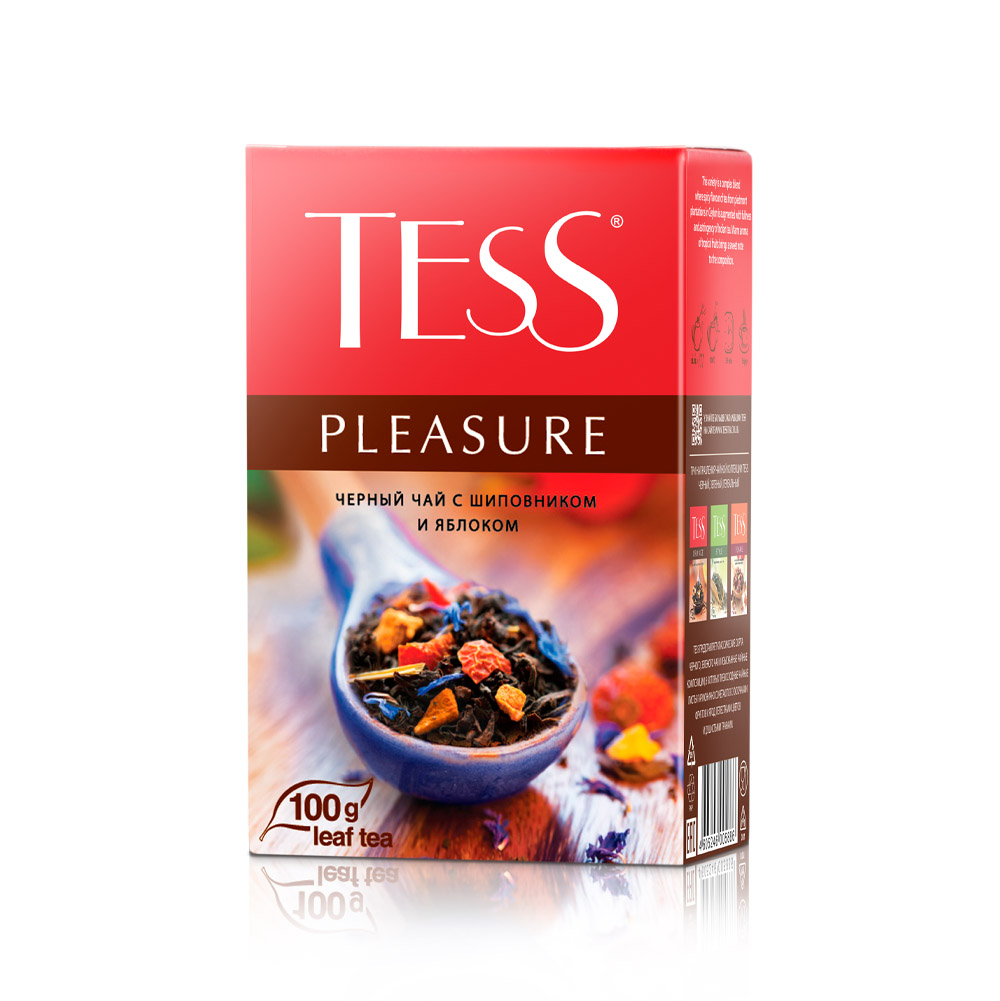 Чай черный TESS Pleasure с добавками листовой, 100г