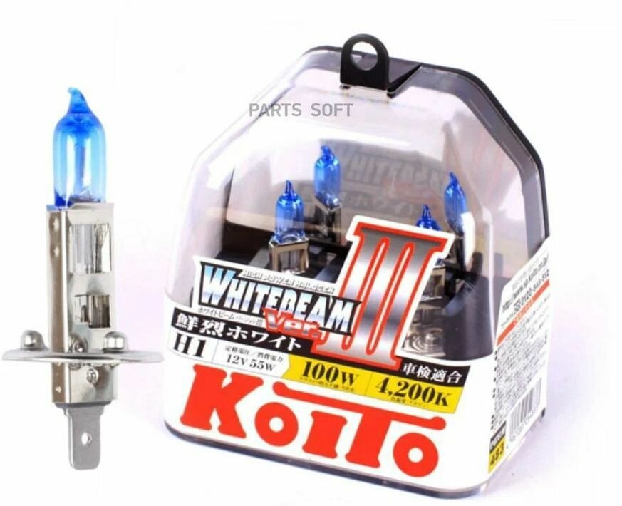 Лампа высокотемпературная Koito Whitebeam H1 12V 55W (100W), комплект 2 шт. P0751W