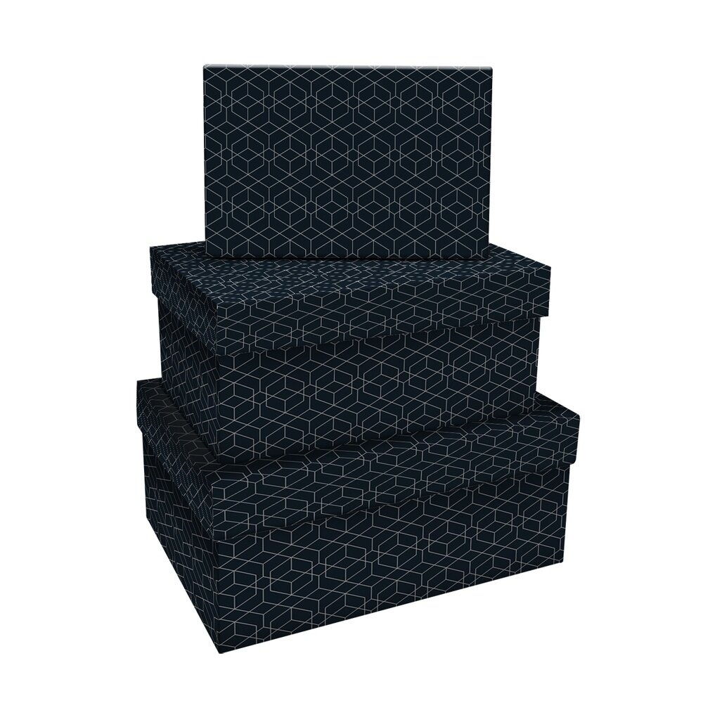 Набор коробок Meshu 3 в 1,"Pattern on black", 19х12х7, 5-15х10х5 см (MS_53758)