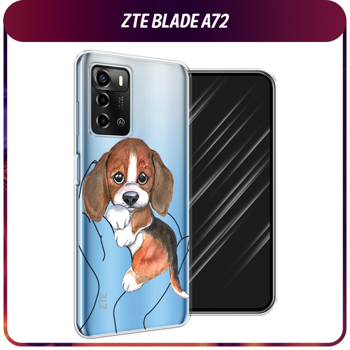 Силиконовый чехол на ZTE Blade A72/V40 Vita / ЗТЕ Блэйд А72/V40 Вита Бигль в ладошках, прозрачный