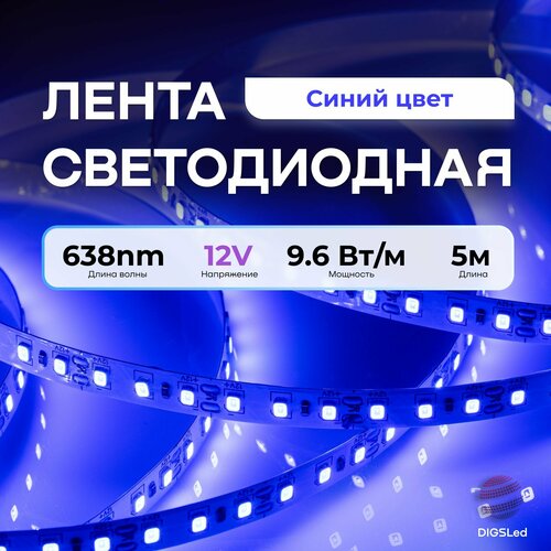 Светодиодная лента DIGSLED 5м Normal-C 2835 12V, 9.6W, IP33, 120 LED/m Синий