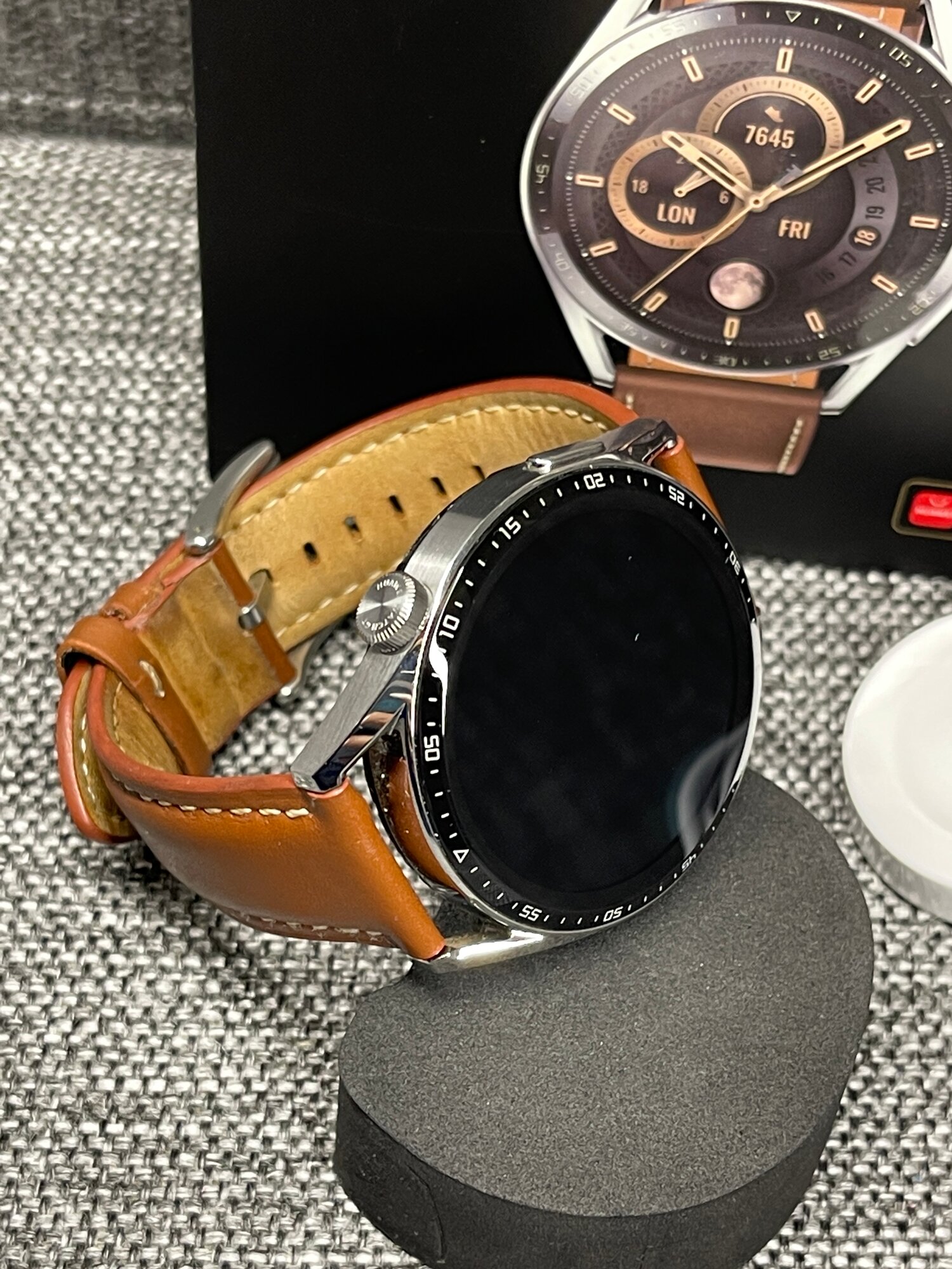 Смарт-часы Huawei Watch GT 3 JPT-B29, нержавеющая сталь коричневый кожаный ремешок — фото 1