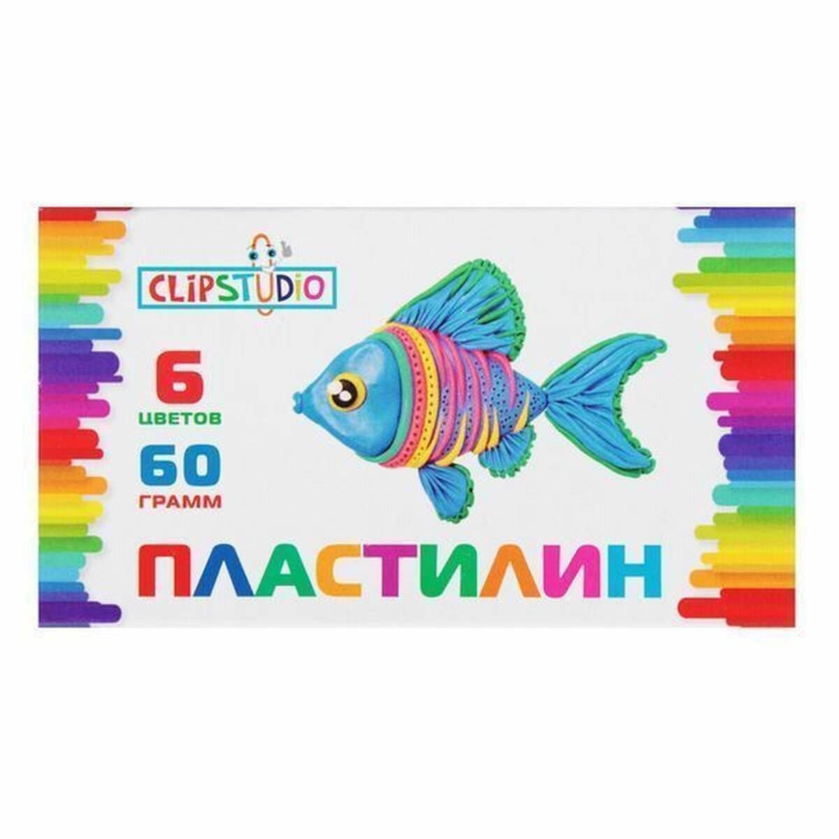 Пластилин 6цв ClipStudio 60грамм в картонном выдвижном пенале