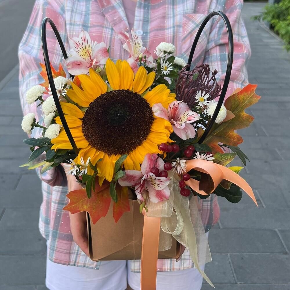 Цветы на 1 сентября в сумочке