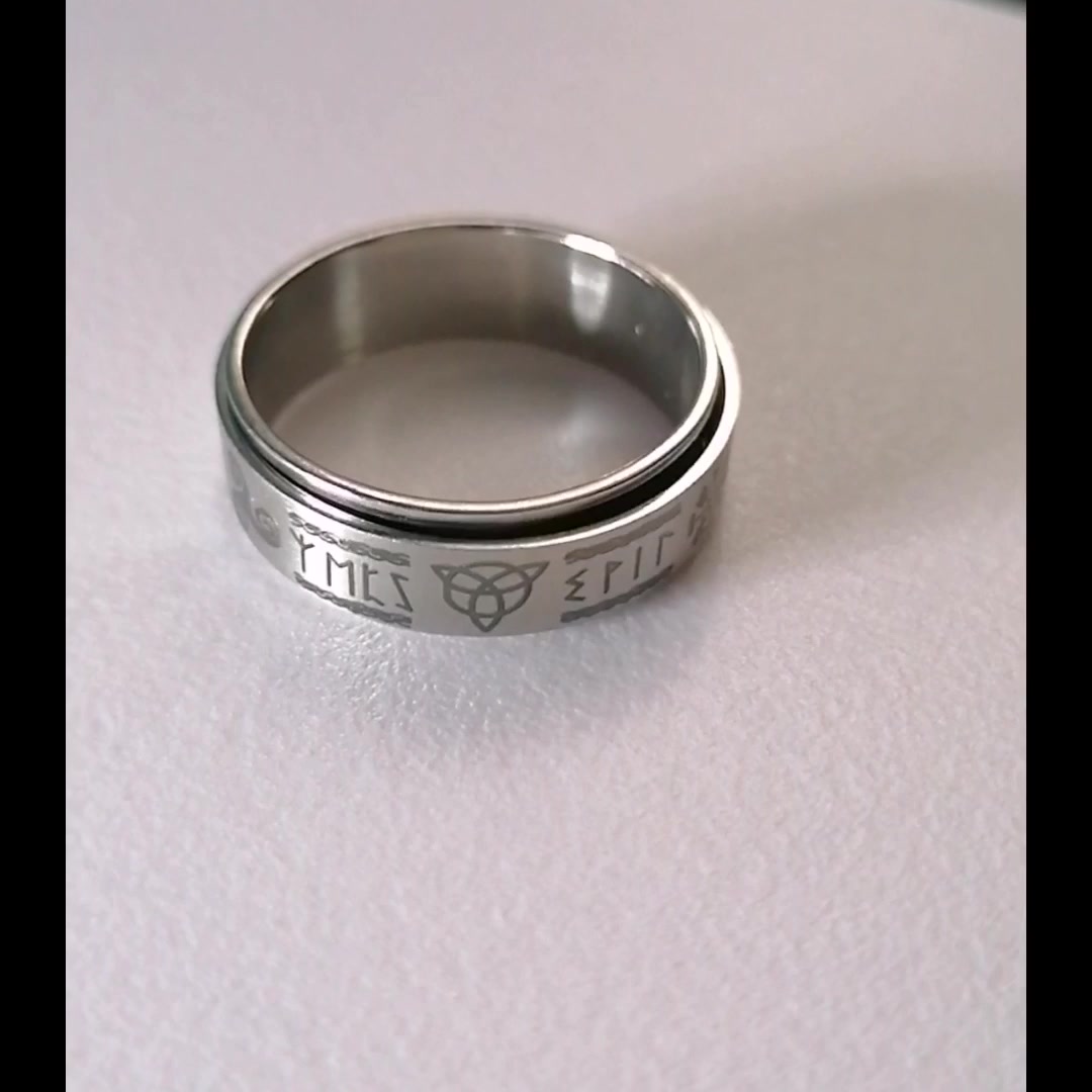 Славянский оберег, кольцо-кулон SPIN, размер 16, ширина 8 мм, серебристый — фото 1