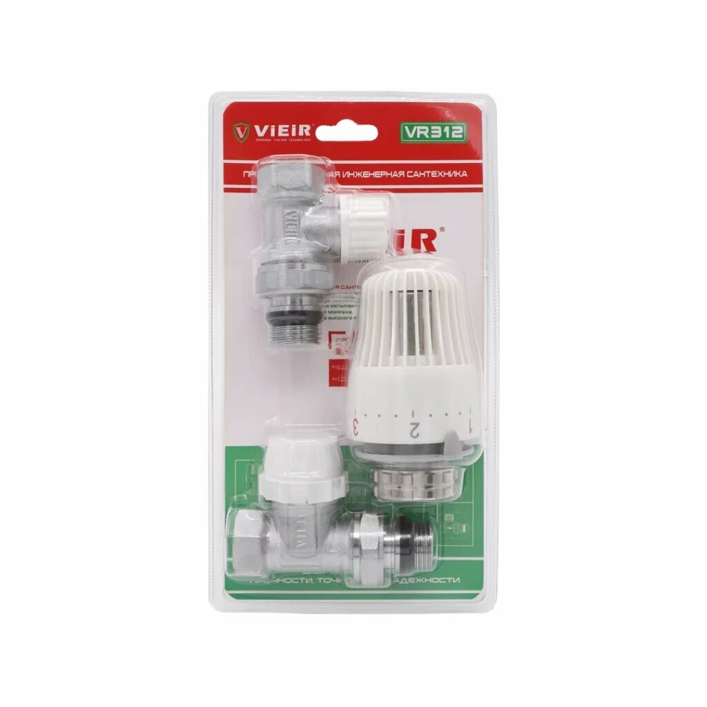 Комплект терморегулирующий для радиаторов из латуни прямой 1/2″ Vieir VR312
