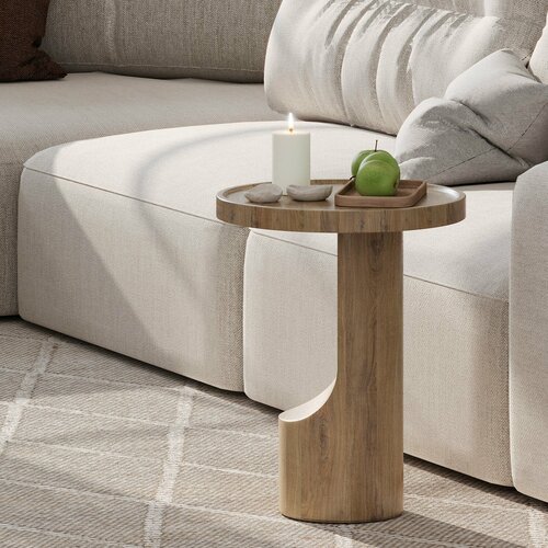 Журнальный столик прикроватный кофейный круглый приставной деревянный