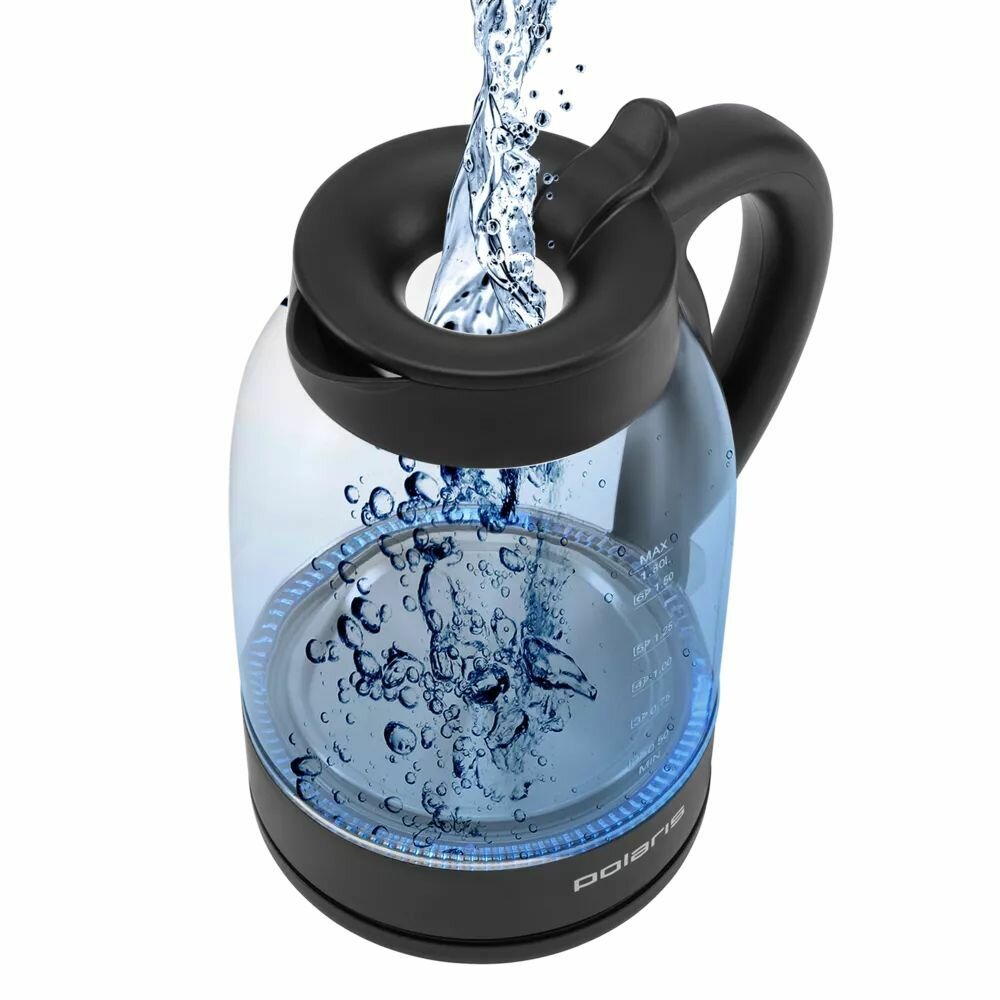 Электрический чайник Polaris PWK 1797CGL Water Way Pro с подсветкой / Черный — фото 1