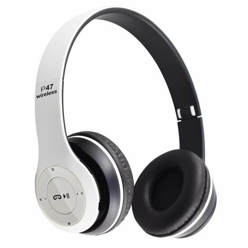 Беспроводные наушники P47 Bluetooth 5.0 EDR Wireless с микрофоном, FM-радио, с поддержкой SD-карты памяти (Mp3-плеер) белый — фото 1