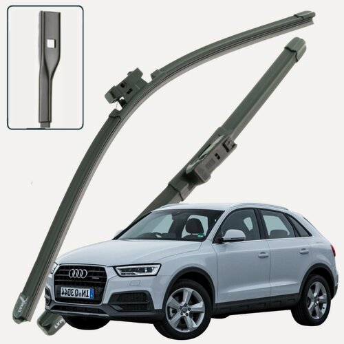Изображение товара Дворники Audi Q3 (1) 8U / ауди КУ3 8У рест. 2014 / 2015 / 2016 / 2017 Щетки стеклоочистителя бескаркасные автомобильные LYNXauto, 600мм-530мм, к-т 2шт.