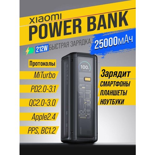 Внешний аккумулятор Xiaomi Power Bank 25000 мАч 212W P03MI серый металлик 19205₽