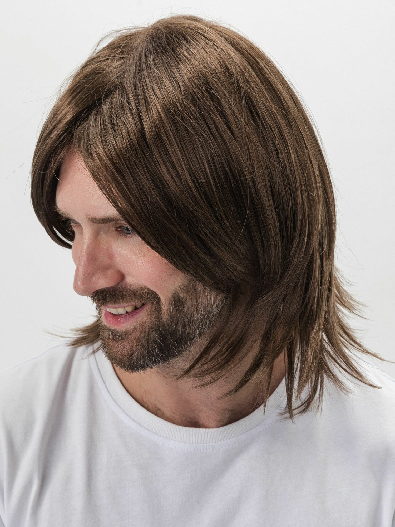 Парик мужской коричневый удлиненный — фото 1