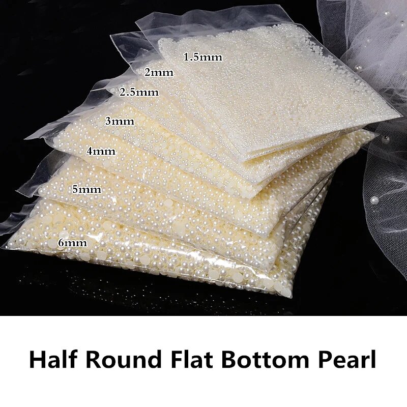 Полукруглые бусины из пластика TPSMOC цвета слоновой кости 2-25 мм Ivory 25mm 5pcs