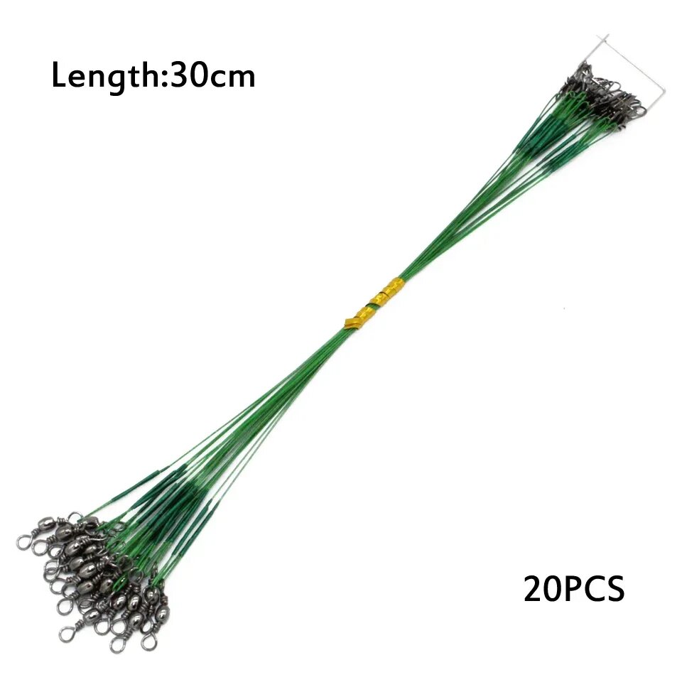 Стальная рыболовная леска 20 шт 15-30 см Green 300mm 20PCS