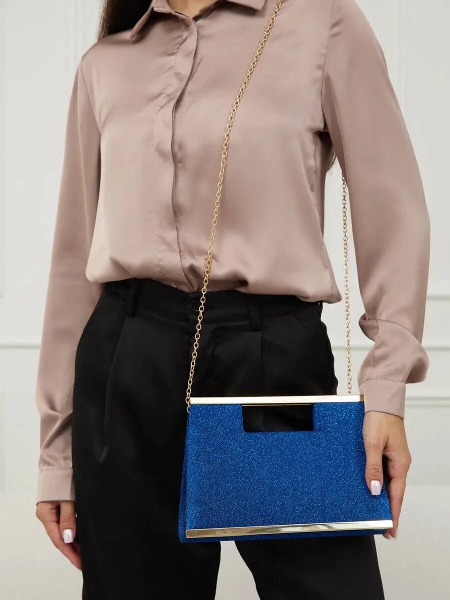 Сумка клатч BERGEN DESIGN, фактура гладкая, синий — фото 1