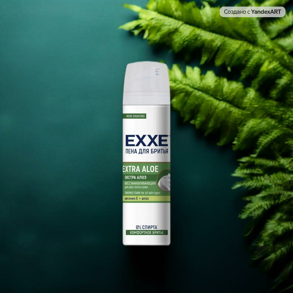 Пена для бритья ЕXXЕ Extra Aloe, восстанавливающая, для всех типов кожи — фото 1