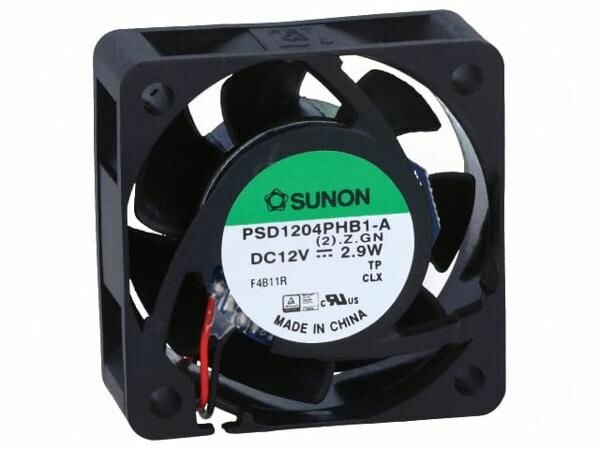 Вентилятор SUNON PSD1204PHB1A осевой, 12В DC, 40x40x15 мм, 23,79 куб. м/ч, 44,2 дБА