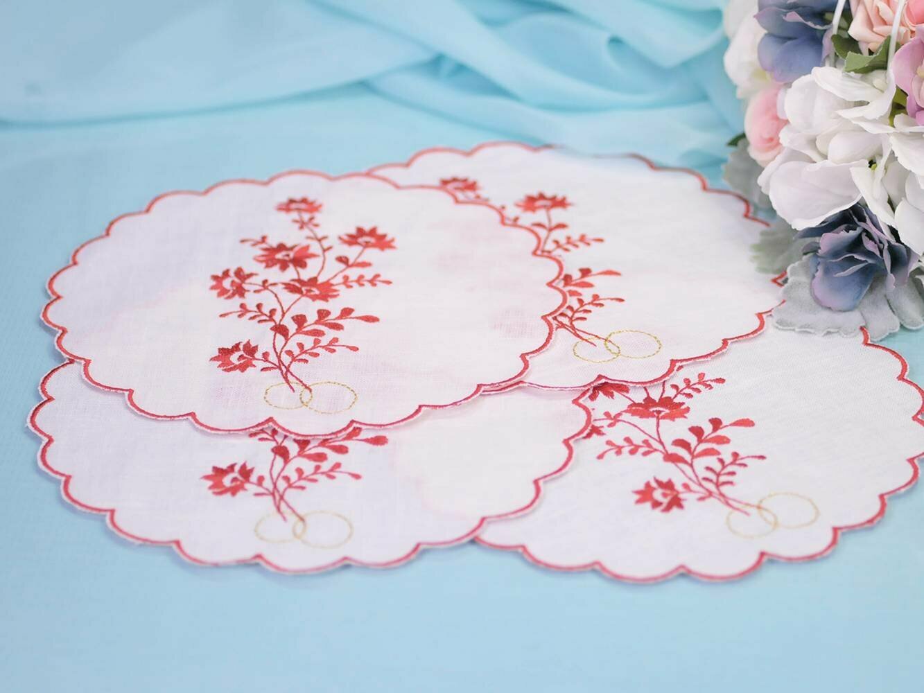 Салфетки для венчания "S-17", льняные, вышитые шелком, 2 шт.
