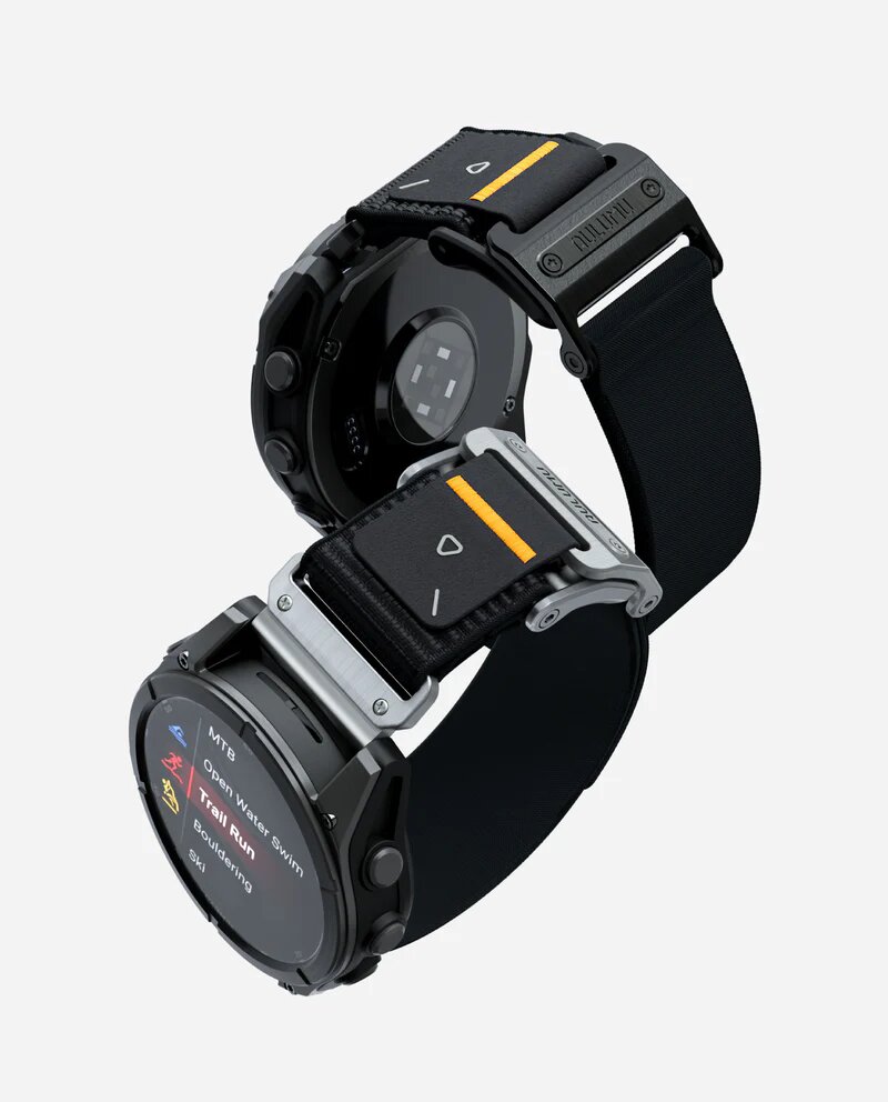 Ремешок для Garmin, Aulumu C11, черный с серебристой застежкой/коннектором, 26 мм