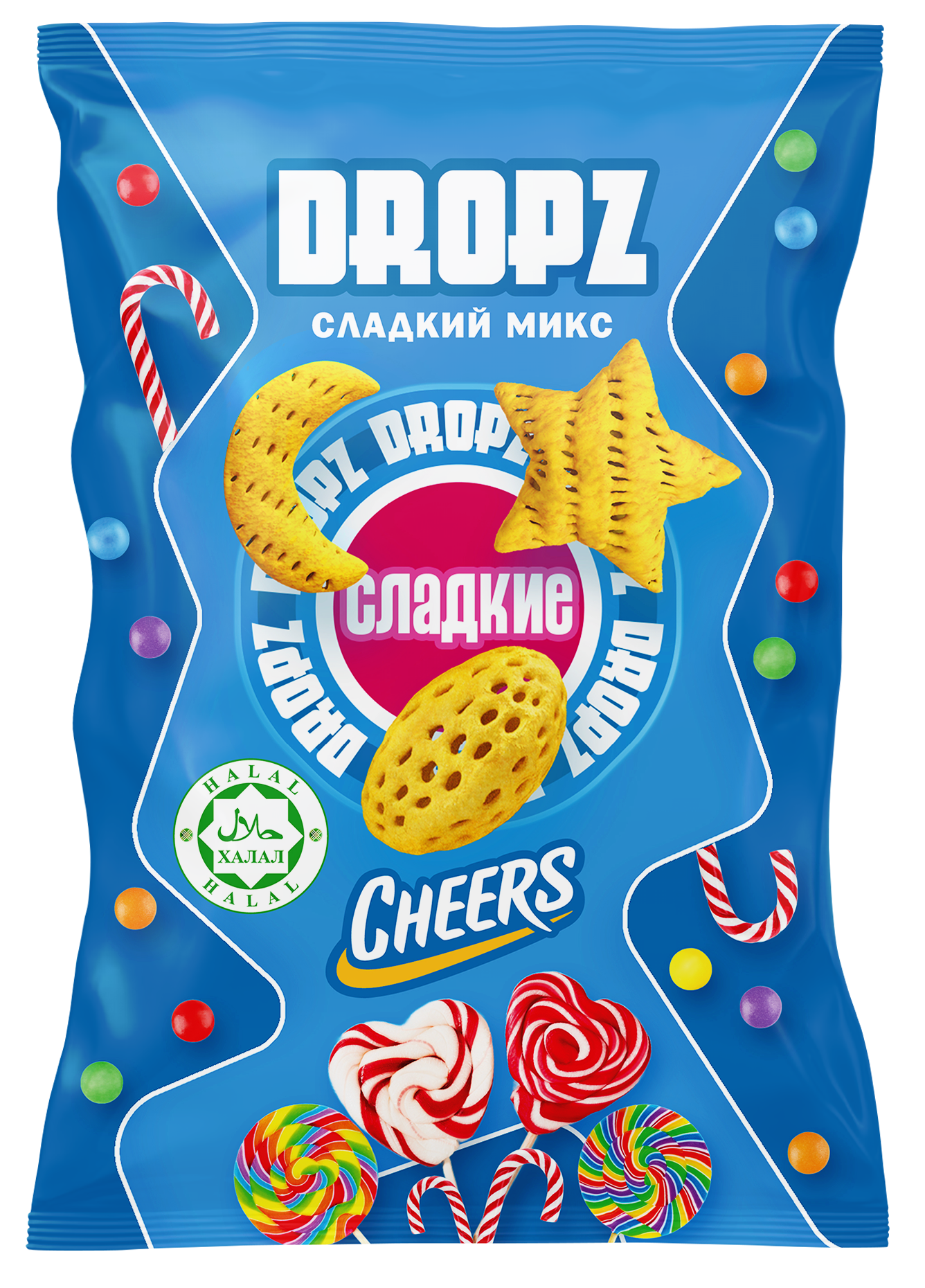 Воздушные снэки DROPZ, запечённые, со вкусом "Сладкий микс", 90 гр