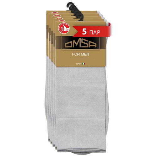 фото Носки мужские omsa classic 203, классические, высокие, длинные, хлопок, beige/blu/grigio chiaro/grigio scuro/nero 42-44. набор - 5 шт