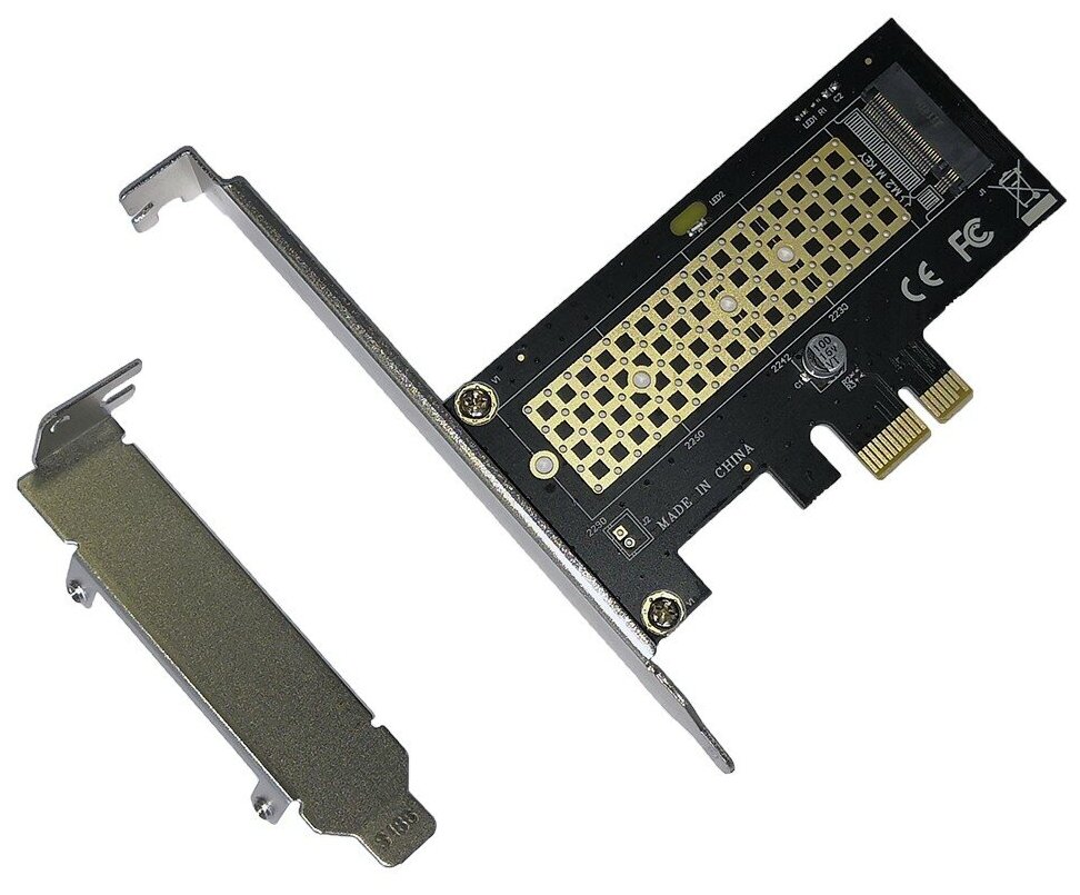 Orient переходник C302E Переходник PCI-Ex1->M.2 M-key NVMe SSD тип 2230 2242 2260 2280 2 планки крепления в комплекте 31152