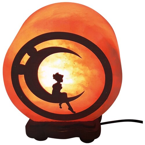 Солевая лампа «круг- 5 с дерев. картиной Мальчик на луне» Wonder Life 2-3 кг