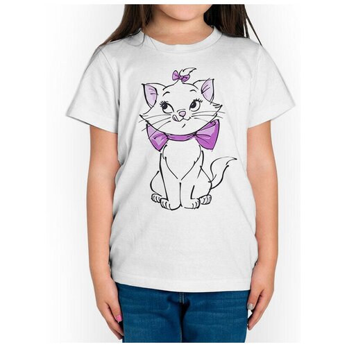 Футболка DreamShirts Studio Кошка Мари Для мальчиков Для девочек Детская одежда Белая 7-8 лет